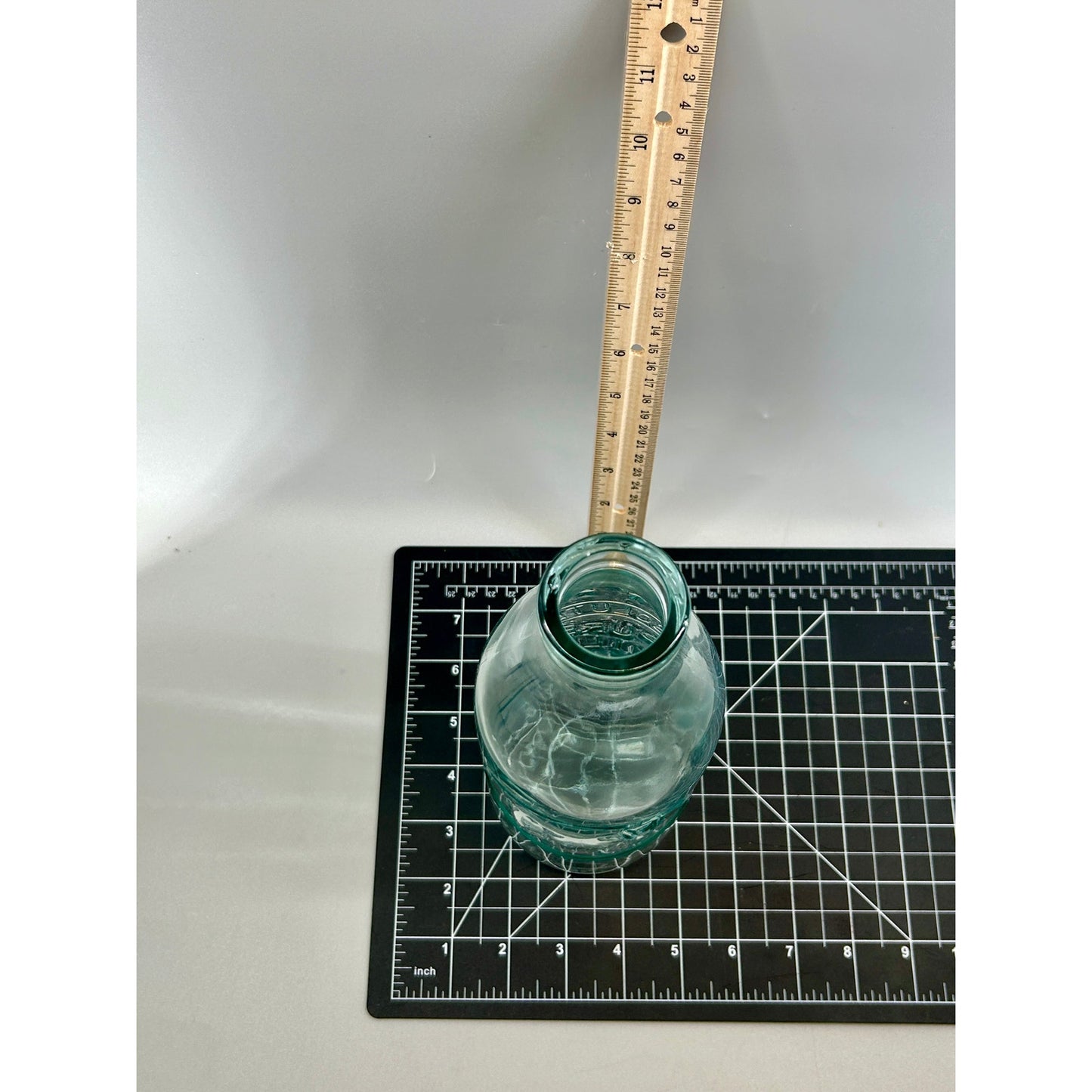 Vintage Italian Absolutely Pure Milk Bottle Embossed Cow Aqua Glass 1 Quart