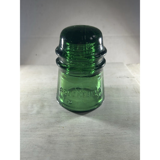 Vintage Deep Emerald Green Brookfield CD 145 Glass Insulator — Rare Color Variant
