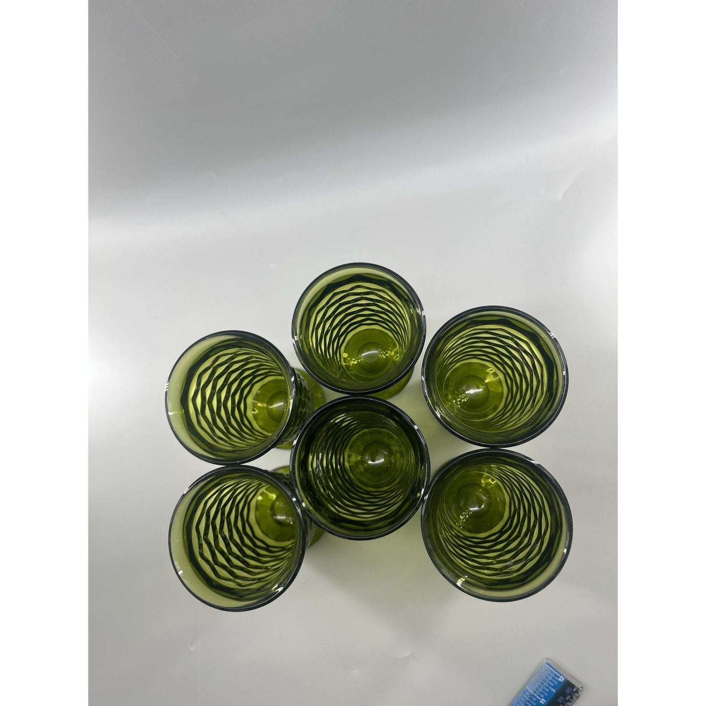 Vintage Indiana Glass Whitehall Cube Tumblers Set of 6 Avocado Green Footed Glasses Mid Century Barware Retro Drinkware