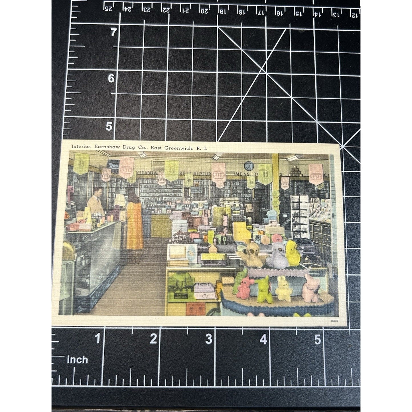 Vintage 1930s EARNSHAW DRUG STORE INTERIOR EAST GREENWICH RHODE ISLAND POSTCARD