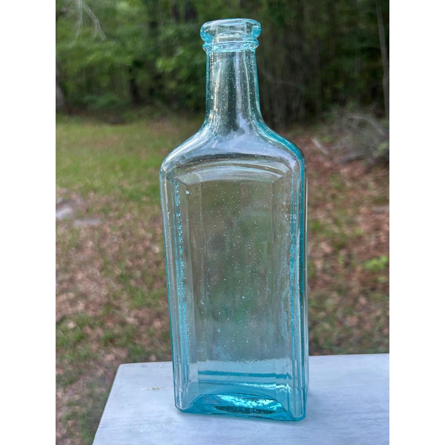 Antique Dr Greene’s Nervura Aqua Blue Patent Medicine Bottle c1890 Embossed Blood Nerve Remedy Apothecary Glass