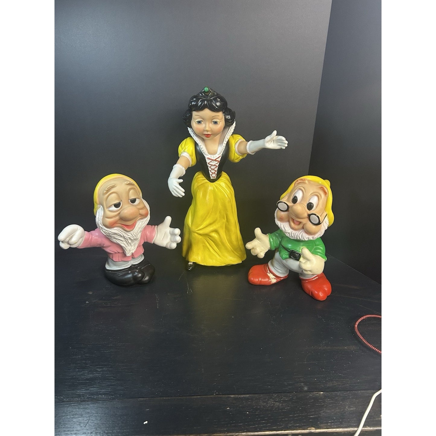 Vintage 1963 Disney Snow White & Three Dwarfs — Large Rubber Squeeze Toys — Made in Italy