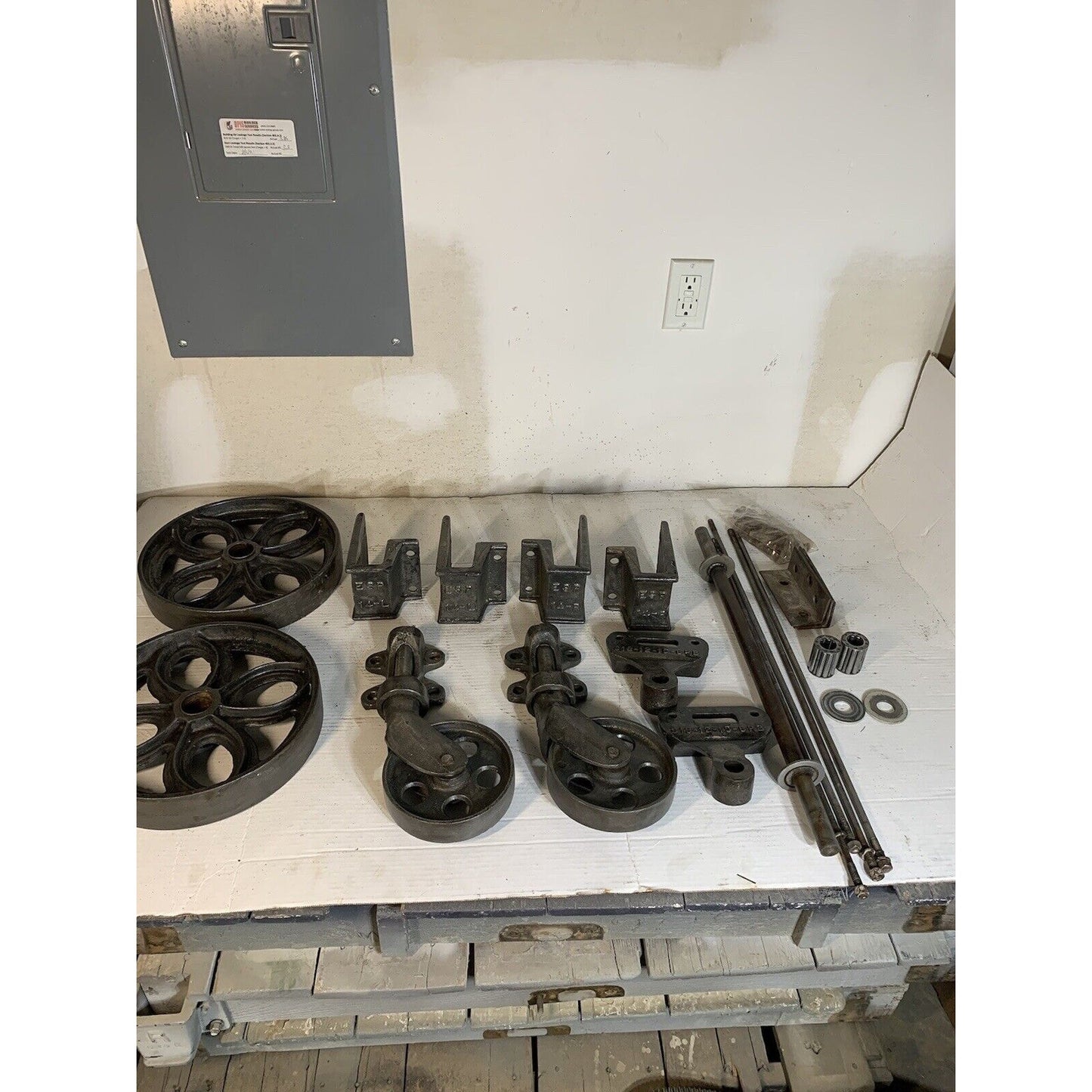 Complete Antique 1800's Lineberry Factory Cart "Daisy Wheels " Hardware Set