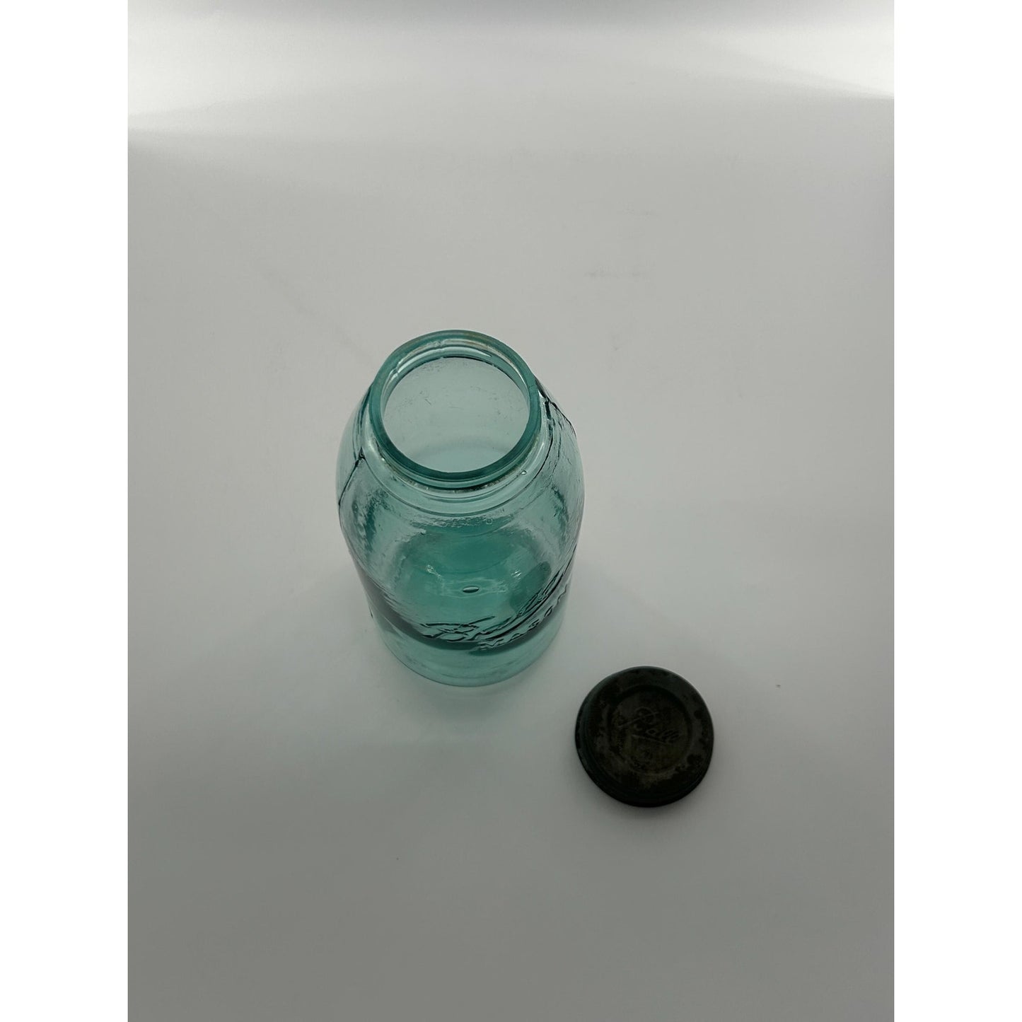 Antique Ball Triple L Half Gallon Aqua Mason Jar 1900–1910 Early Script Fruit Jar Ball Bros Glass Embossed Original Zinc Lid