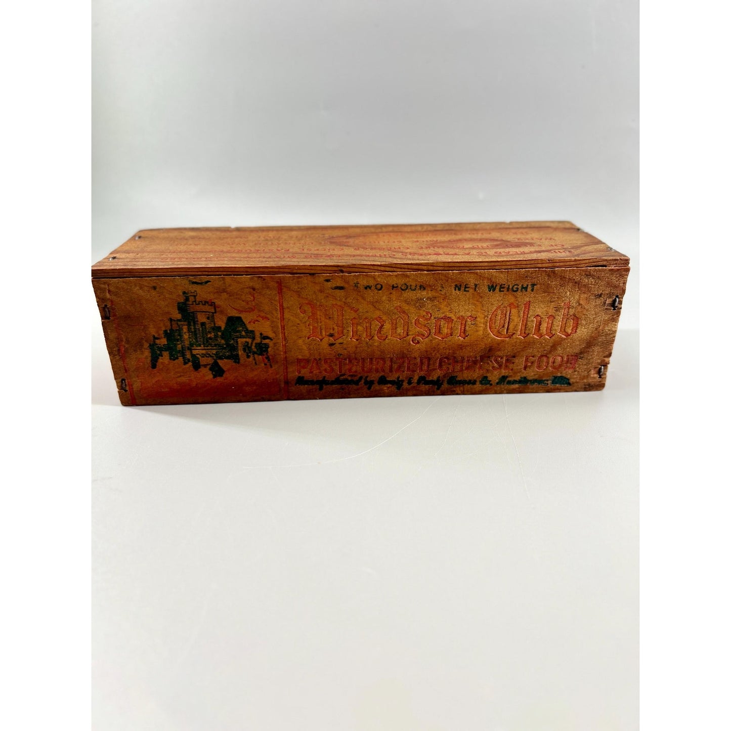 Antique Windsor Club Cheese Box Wisconsin Dairy Advertising Primitive Wooden Crate Rustic Farmhouse Decor