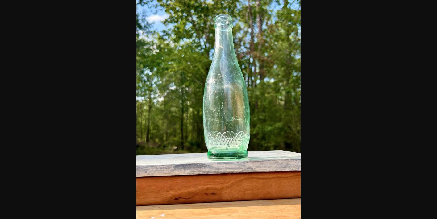 Antique Soda Bottle Billy Baxter 10 Oz Aqua Green Embossed Glass 1930s Advertising Bottle