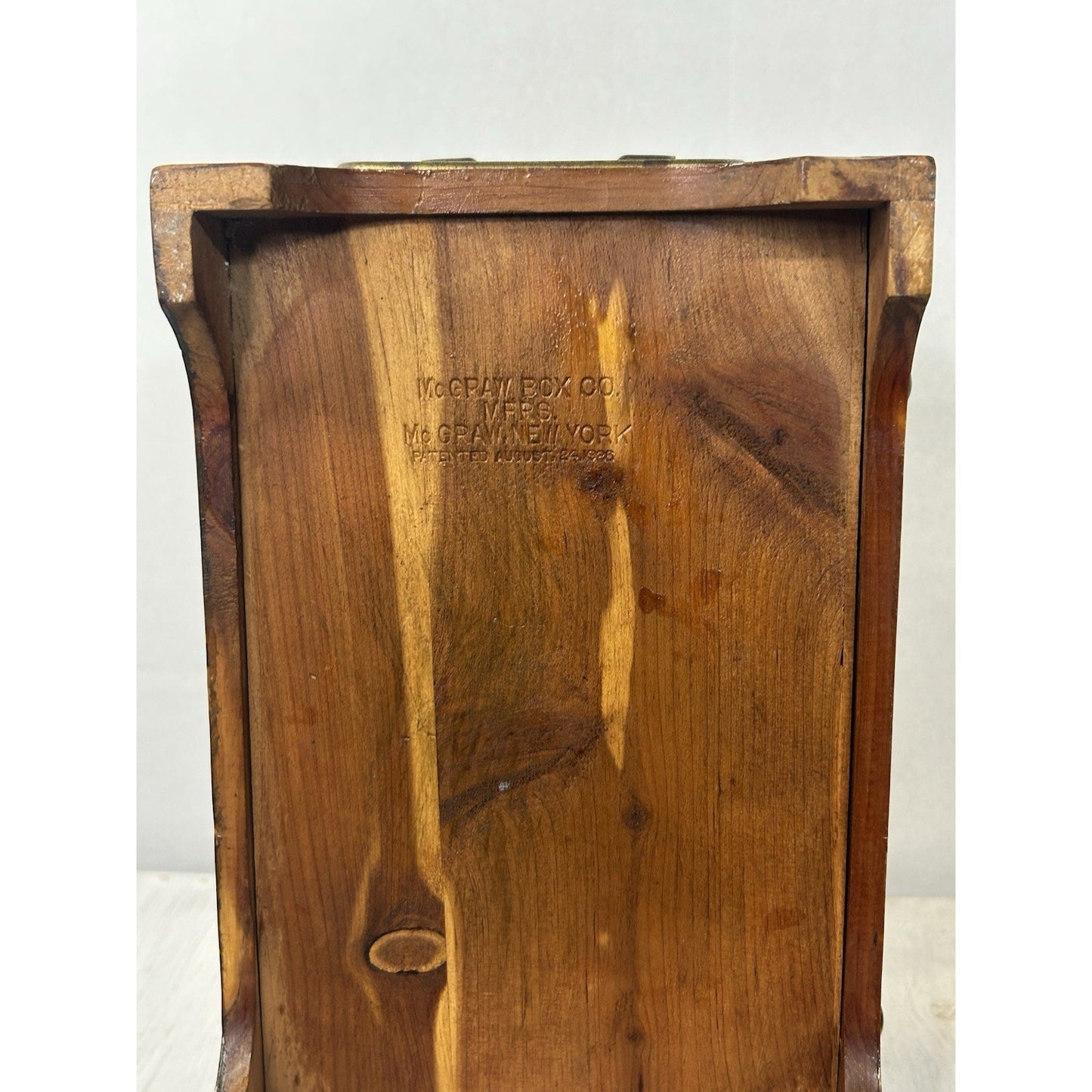 Vintage 1926 McGraw Box Company Cedar Jewelry Box — Rounded Treasure Chest Top — Brass Hardware