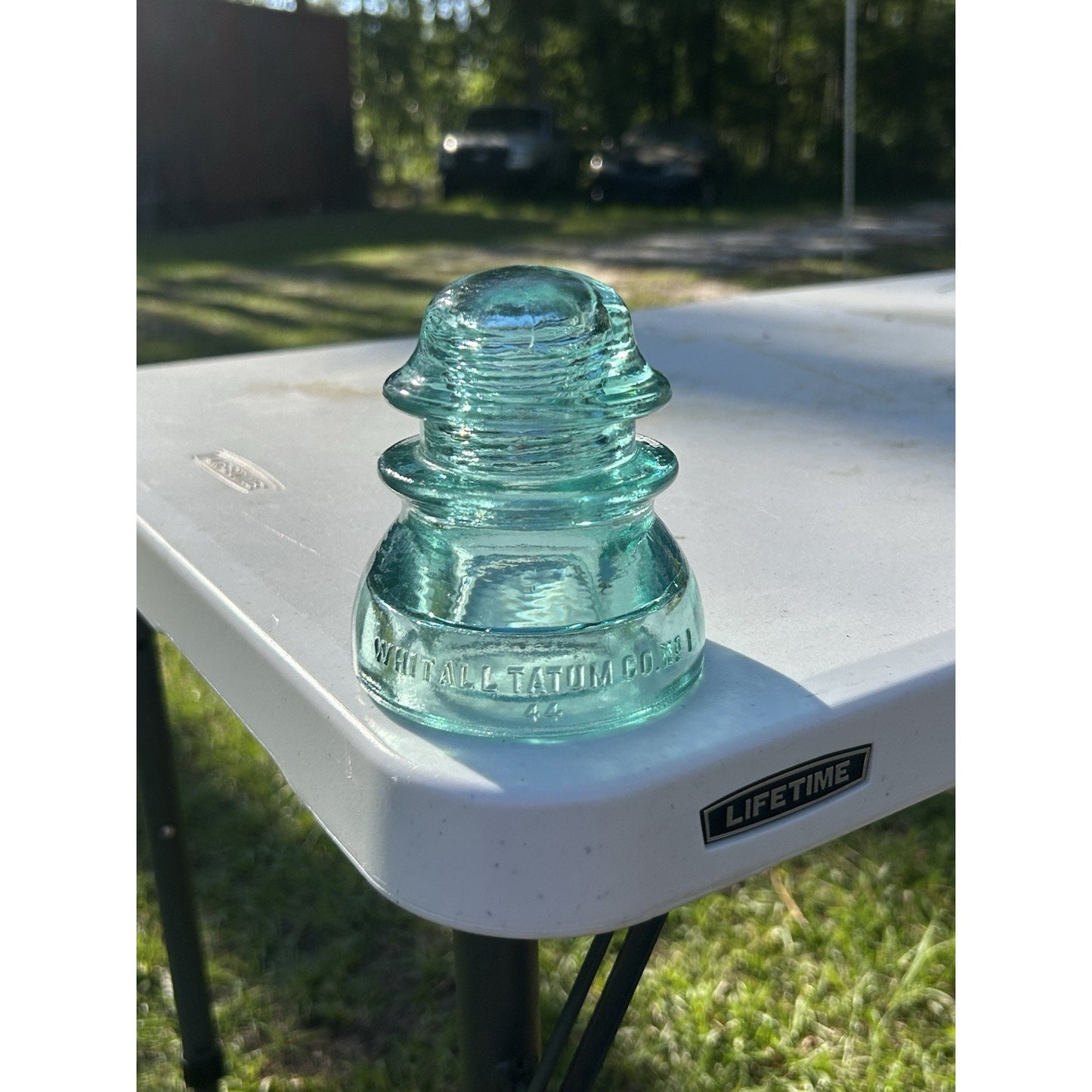 Antique Whitall Tatum Co. No. 1 Ice Blue Glass Insulator — Scarce Color — Excellent Condition