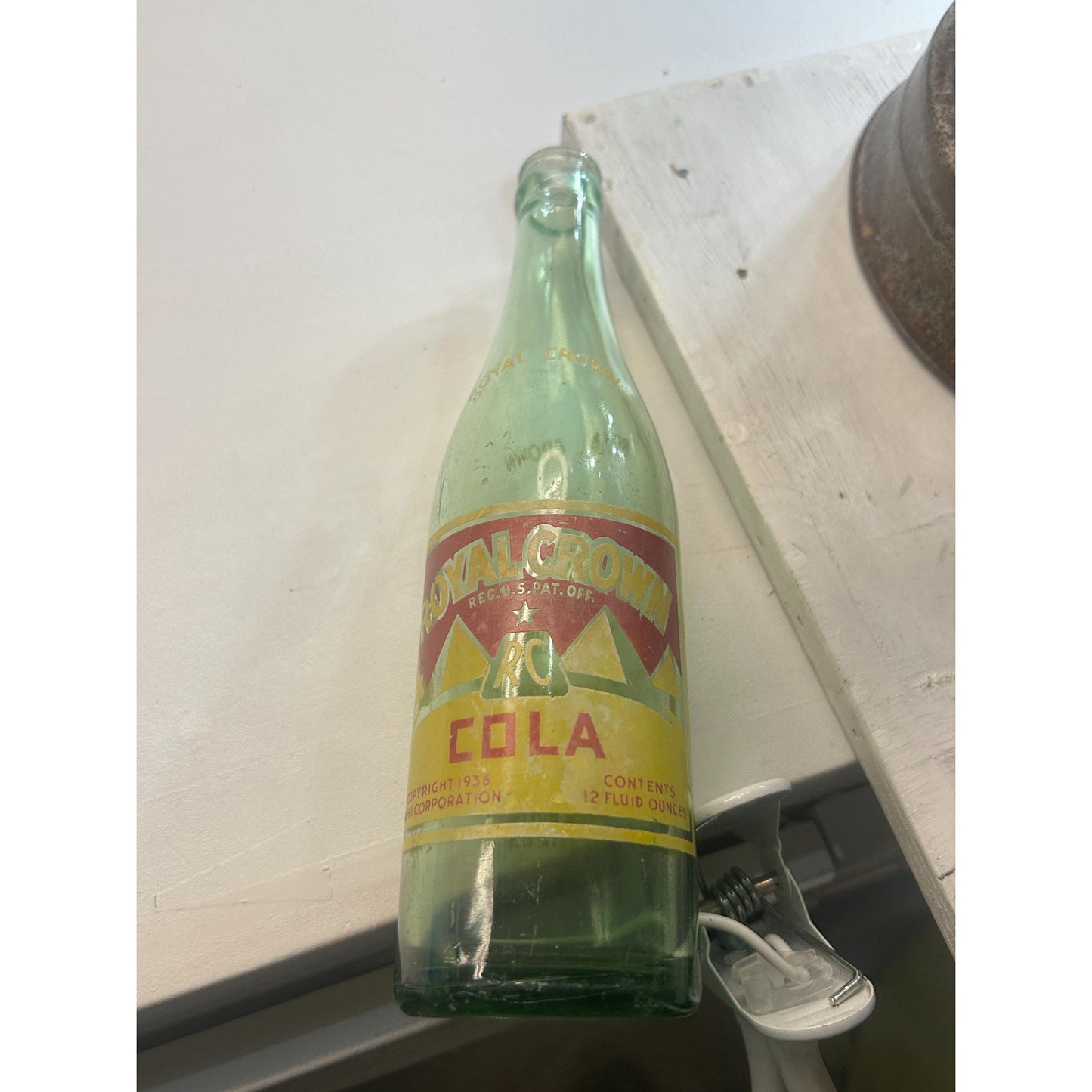 Vintage RC Royal Crown Cola Bottle & Shirley Temple Advertising Fan – 1930s 1940s Soda Memorabilia Lot – Nehi Cola Advertising Collectibles