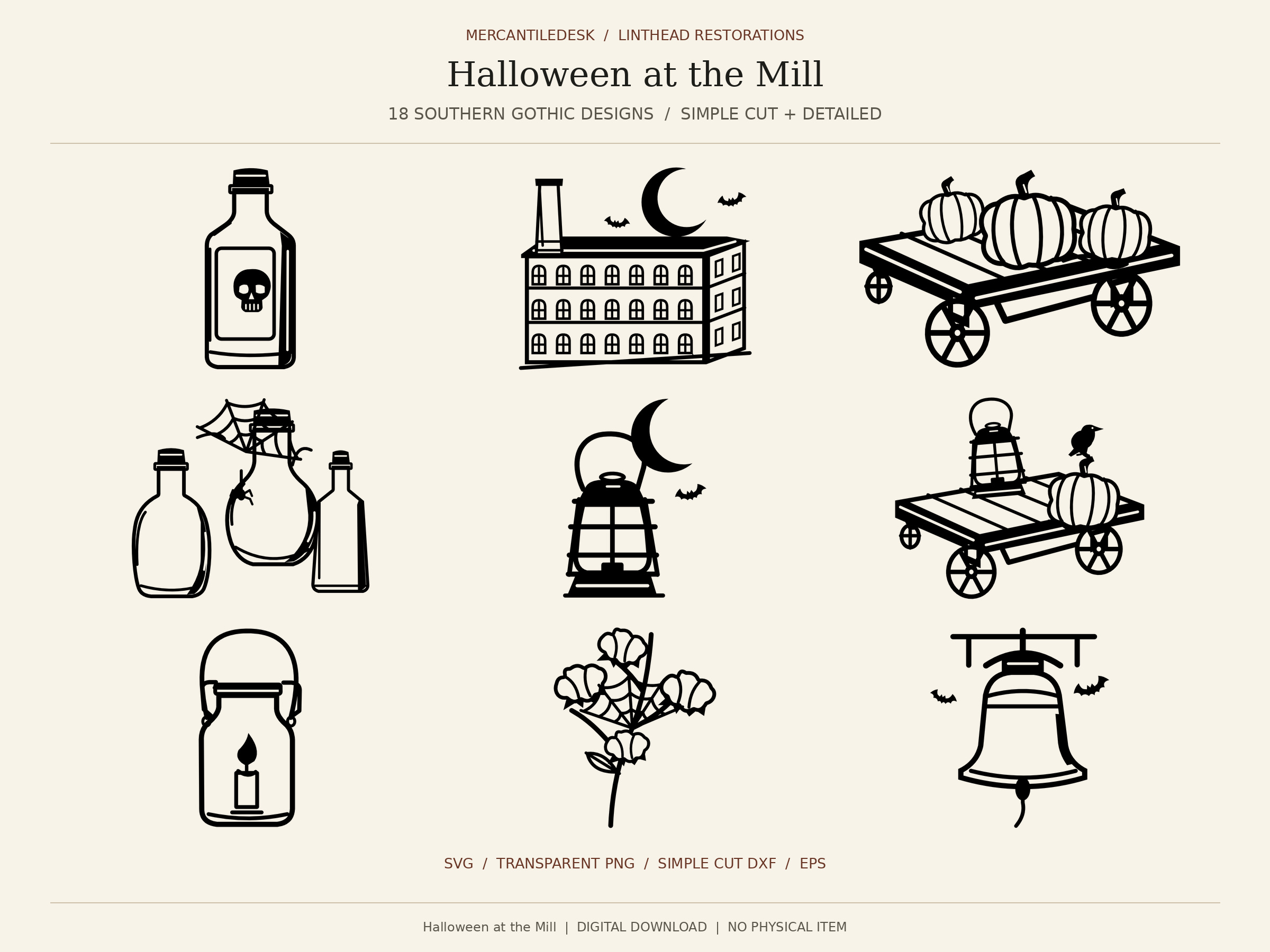 Halloween at the Mill | Southern Gothic Antique SVG Bundle