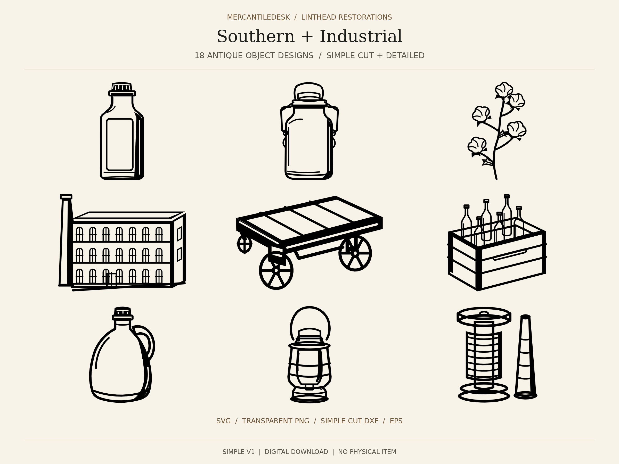 Southern & Industrial Antique Objects SVG Collection | SIMPLE V1