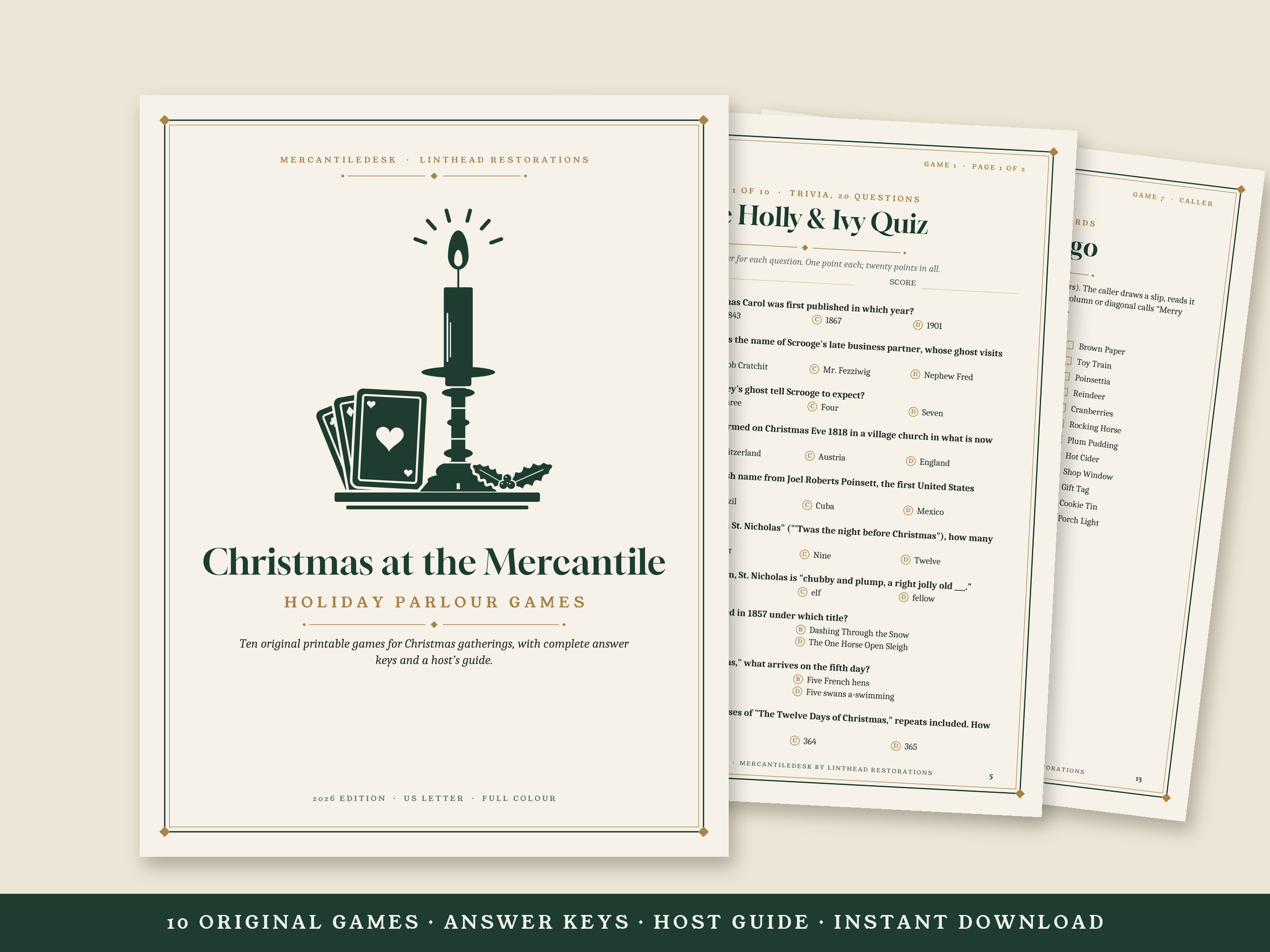 Christmas at the Mercantile — Holiday Parlour Games (10 Printable Christmas Party Games)