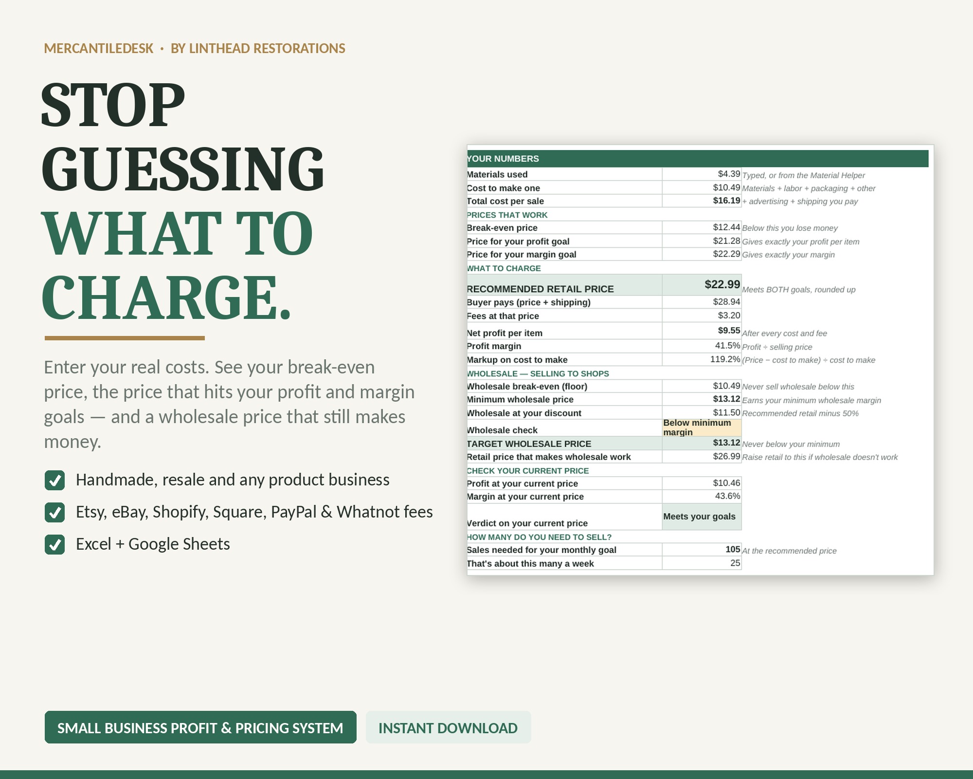Small Business Profit & Pricing System