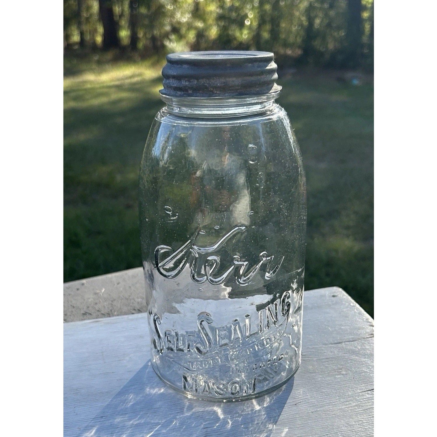 Rare Kerr Mason jar Sand Springs Oklahoma 1915 patent seed bubble glass mason canning jars collection