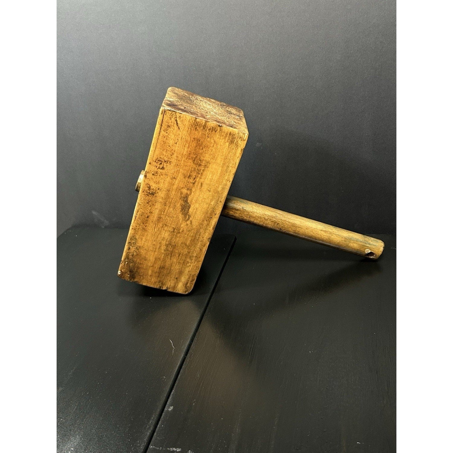 Antique wooden carpenter's mallet — primitive hand tool collectible