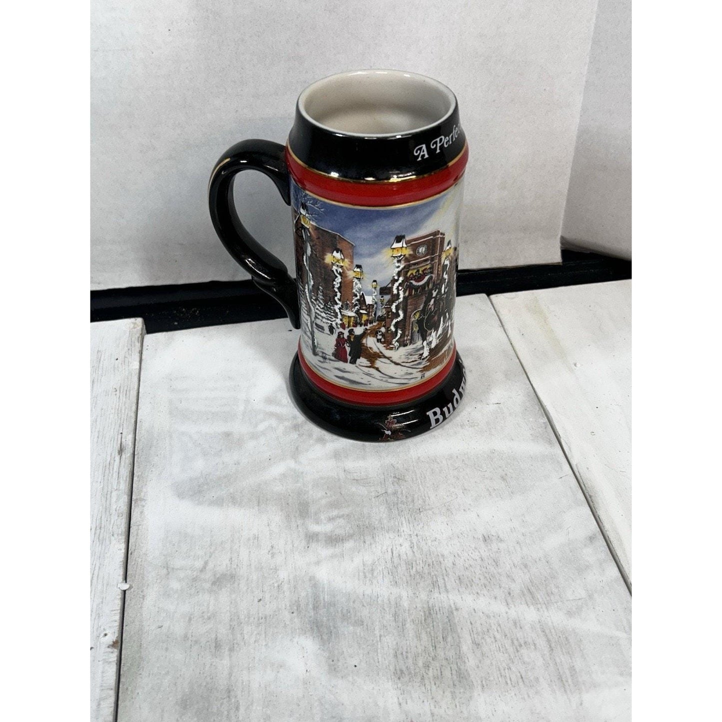 Vintage Budweiser Clydesdales Beer Stein 1992 A Perfect Christmas Holiday Mug Anheuser Busch Ceramarte Breweriana . Great Christmas gift