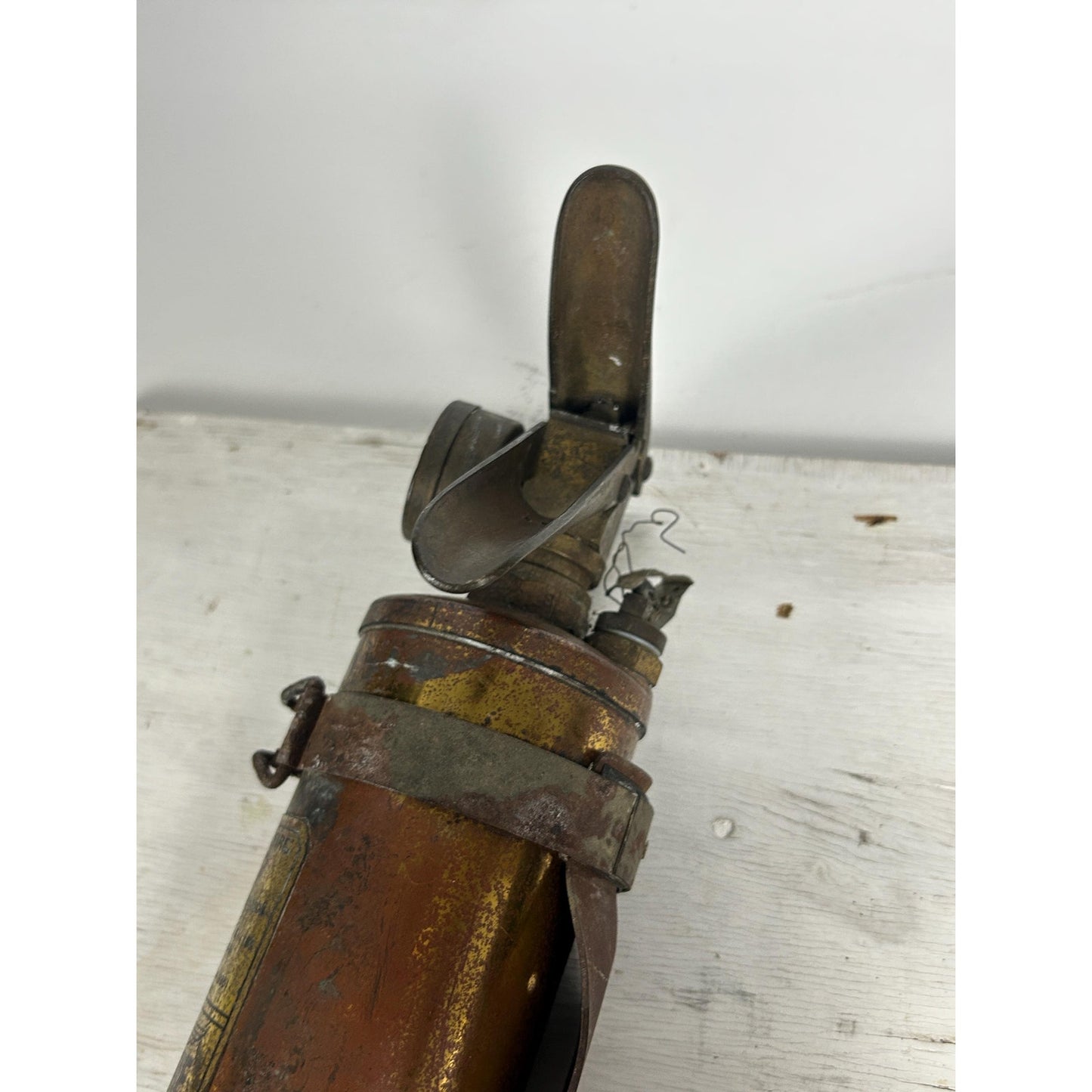 Rare STOP-FIRE Military Aircraft Fire Extinguisher WWII Era Preserved Original Brass Aviation Artifact