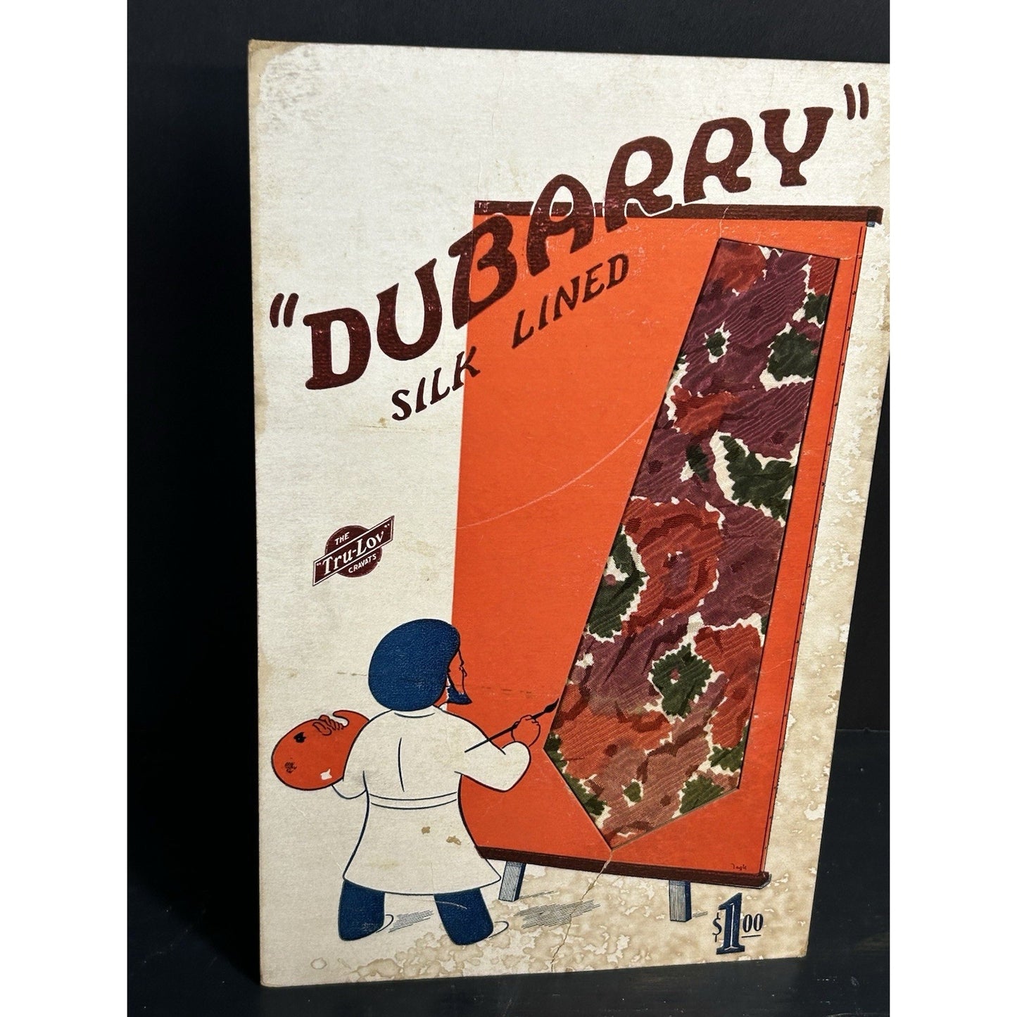 1940s Dubarry cravat advertising tie display card condition detail