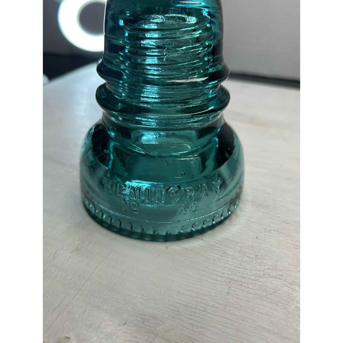 Antique Hemingray No. 40 CD 152 Aqua Glass Insulator — Patent May 2, 1892 — Embossed Variant