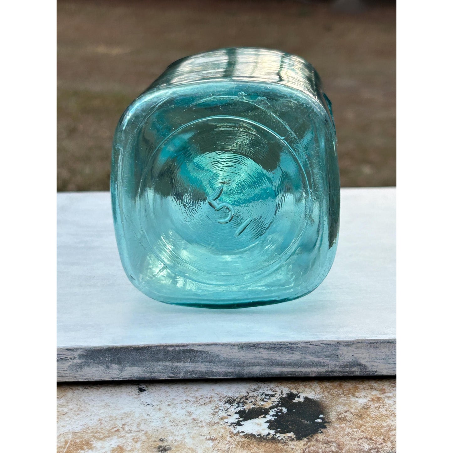 Ball Ideal Square Aqua Glass Mason Jar w/ Wire Bail & Glass Lid