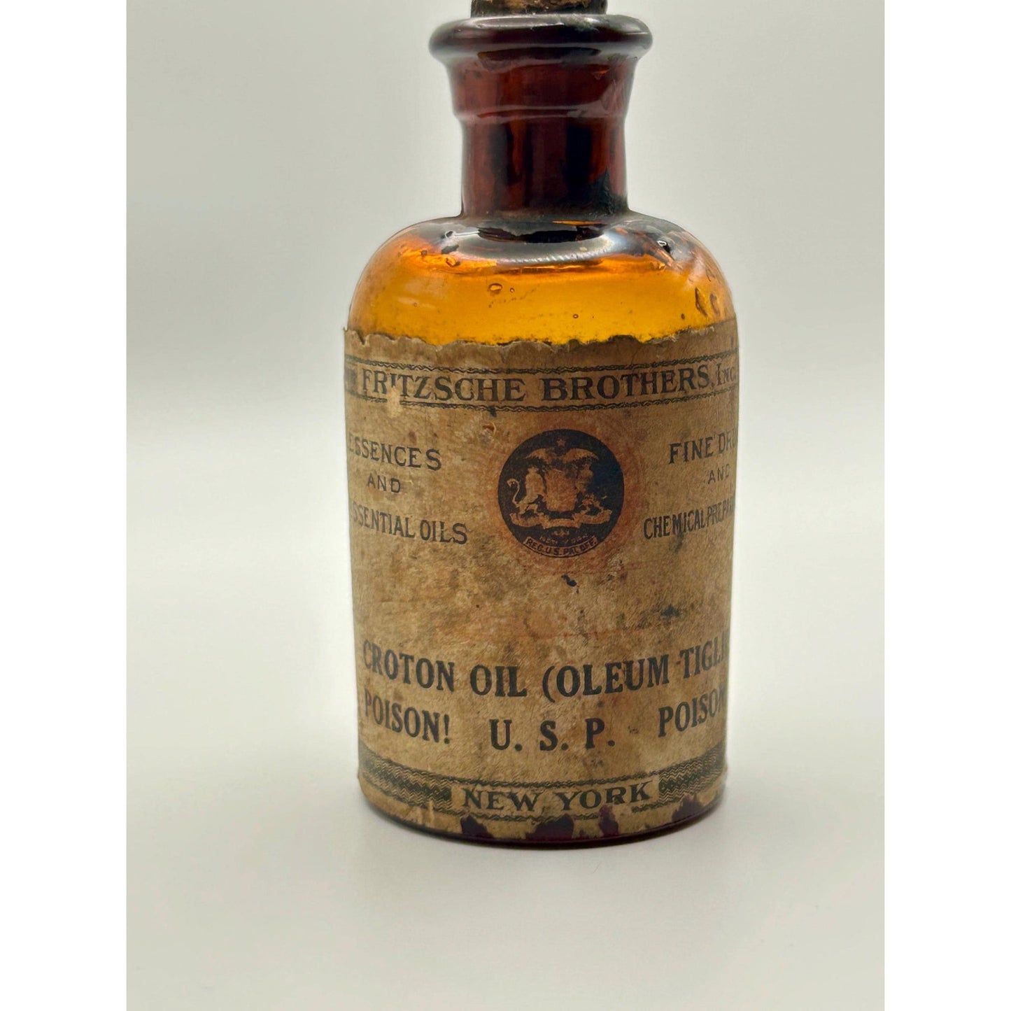 Antique Amber Apothecary Poison Bottle Eli Lilly Pharmacy Medicine Bottle Calcium Sulphide Vintage Drugstore Glass. Rare original contents