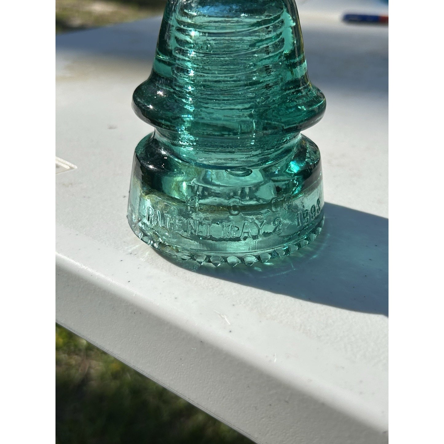 Antique H.G. Co. Green Petticoat Glass Insulator — Patent May 2 1893 — Hemingray Era — Rare Color