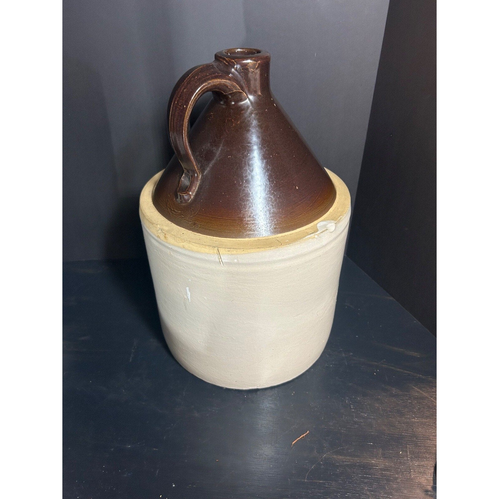 Antique Pfaltzgraff 3 gallon crock jug handle primitive stoneware