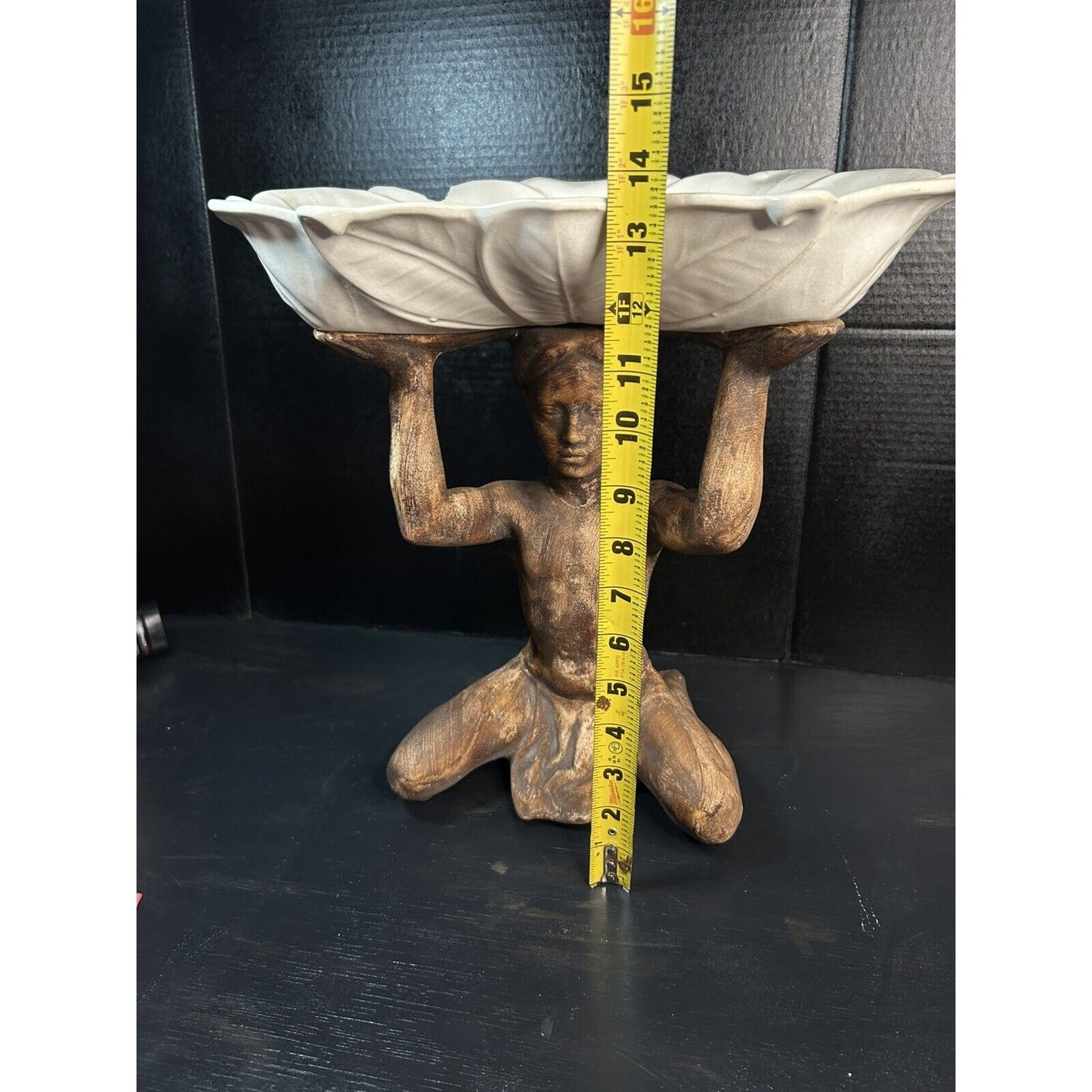 Lane Co 1958 ceramic compote kneeling figure side view 2