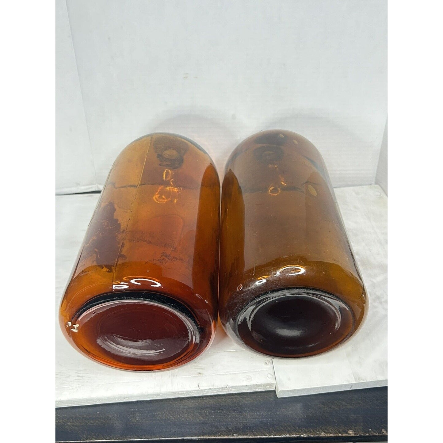 Antique amber pharmacy jar pair overall condition display