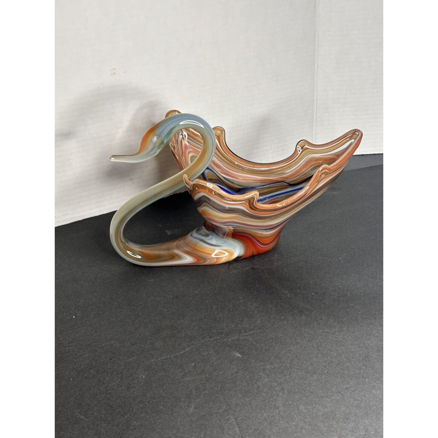Vintage Murano style glass swan candy dish overall condition