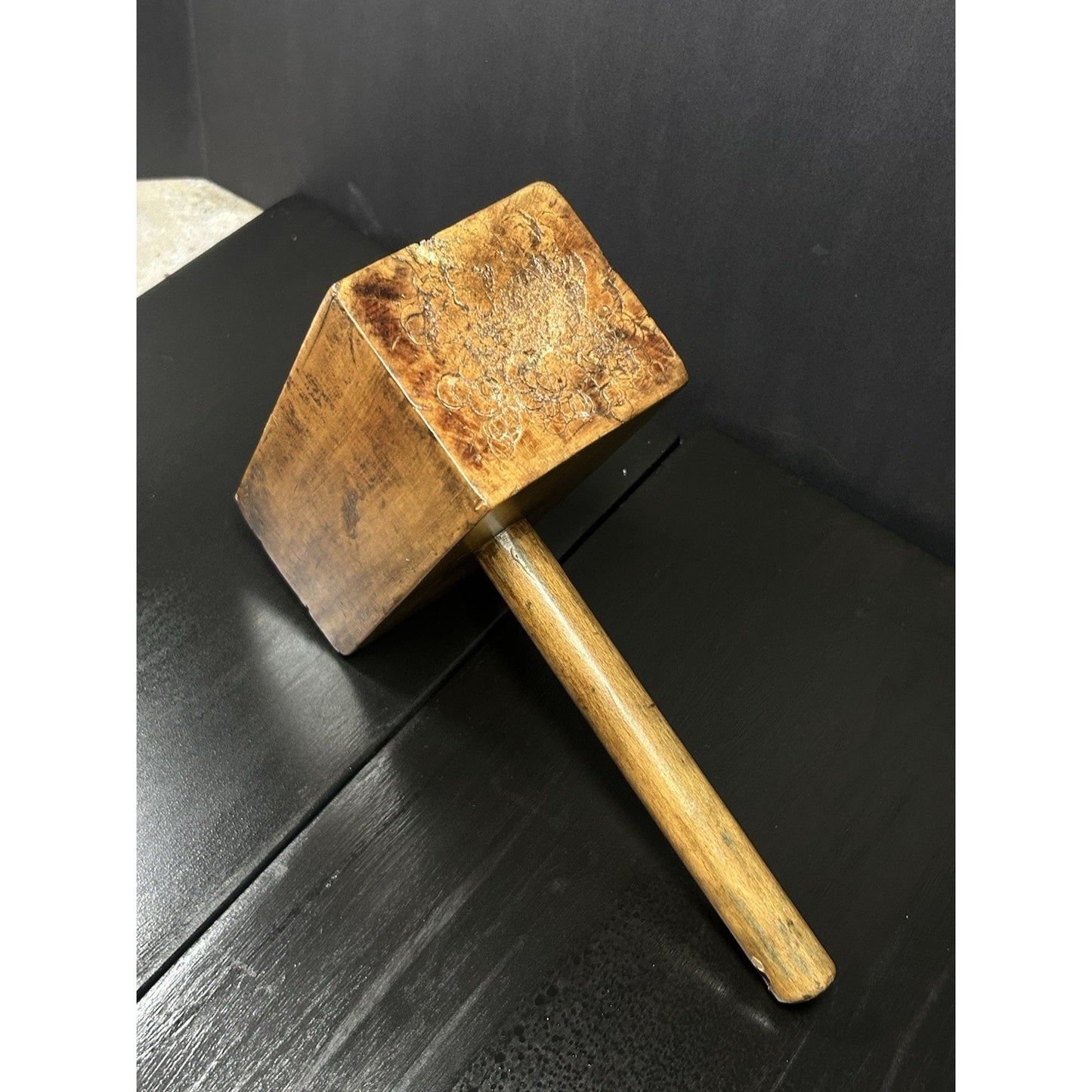 Antique Joiner's Mallet — Late 1800s Solid Hardwood Head — Heavy Early-American Woodworking Tool — Primitive Workshop Decor