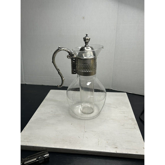 Vintage Corning Ware Glass Coffee Tea Carafe Pitcher Silver Plated