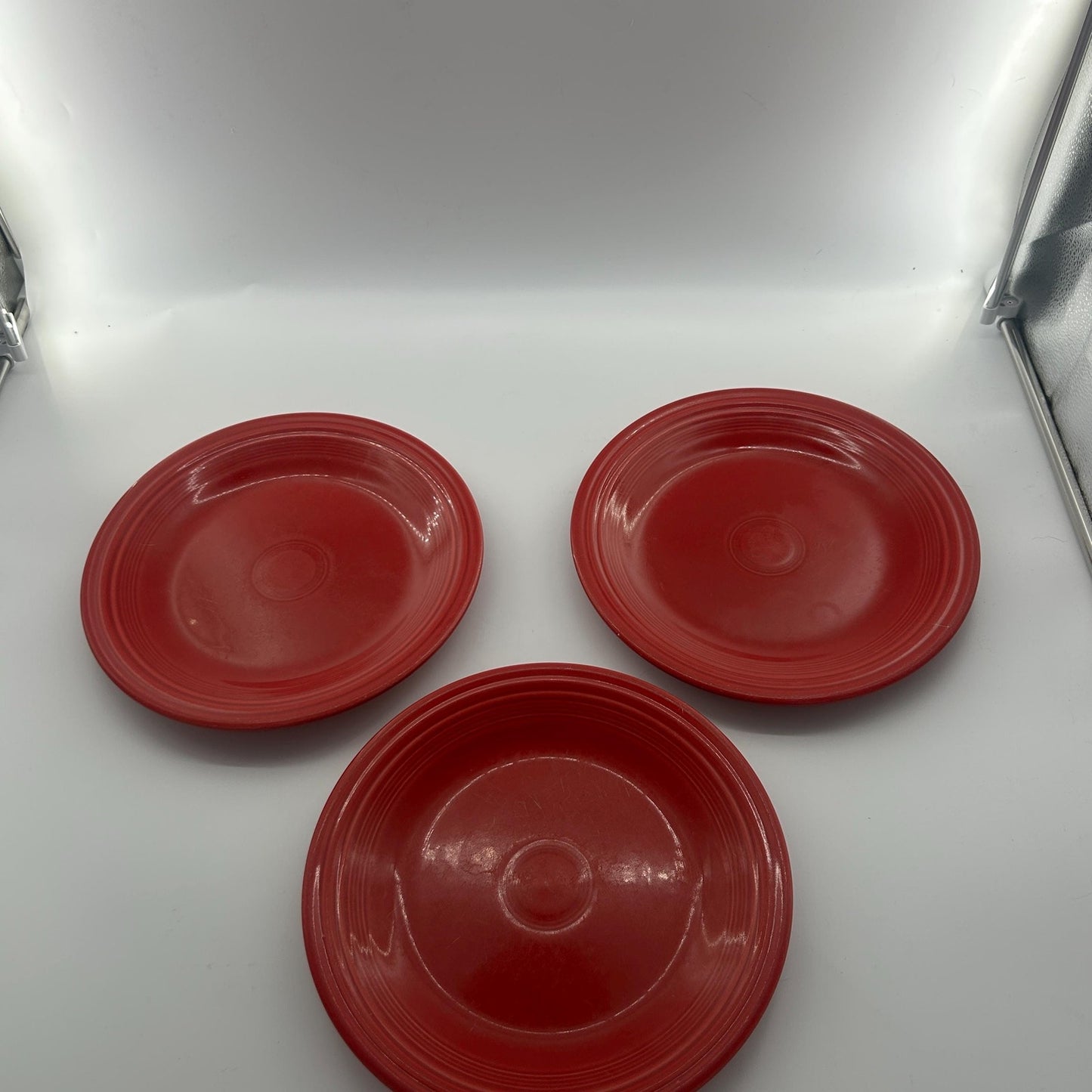 Vintage Red Fiestaware Plates Set of 3 | Homer Laughlin Fiesta Red Dinner Plates