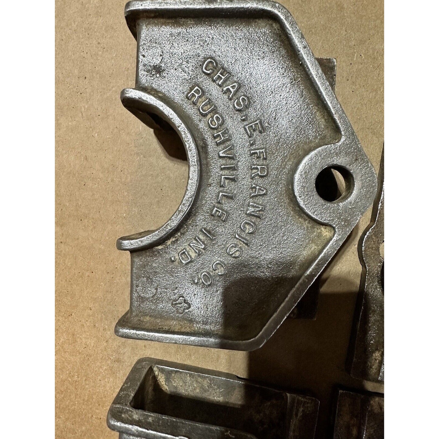 Antique Chas. E. Francis Factory Cart Hardware Set — Complete Cast Iron Wheels, Casters & Brackets