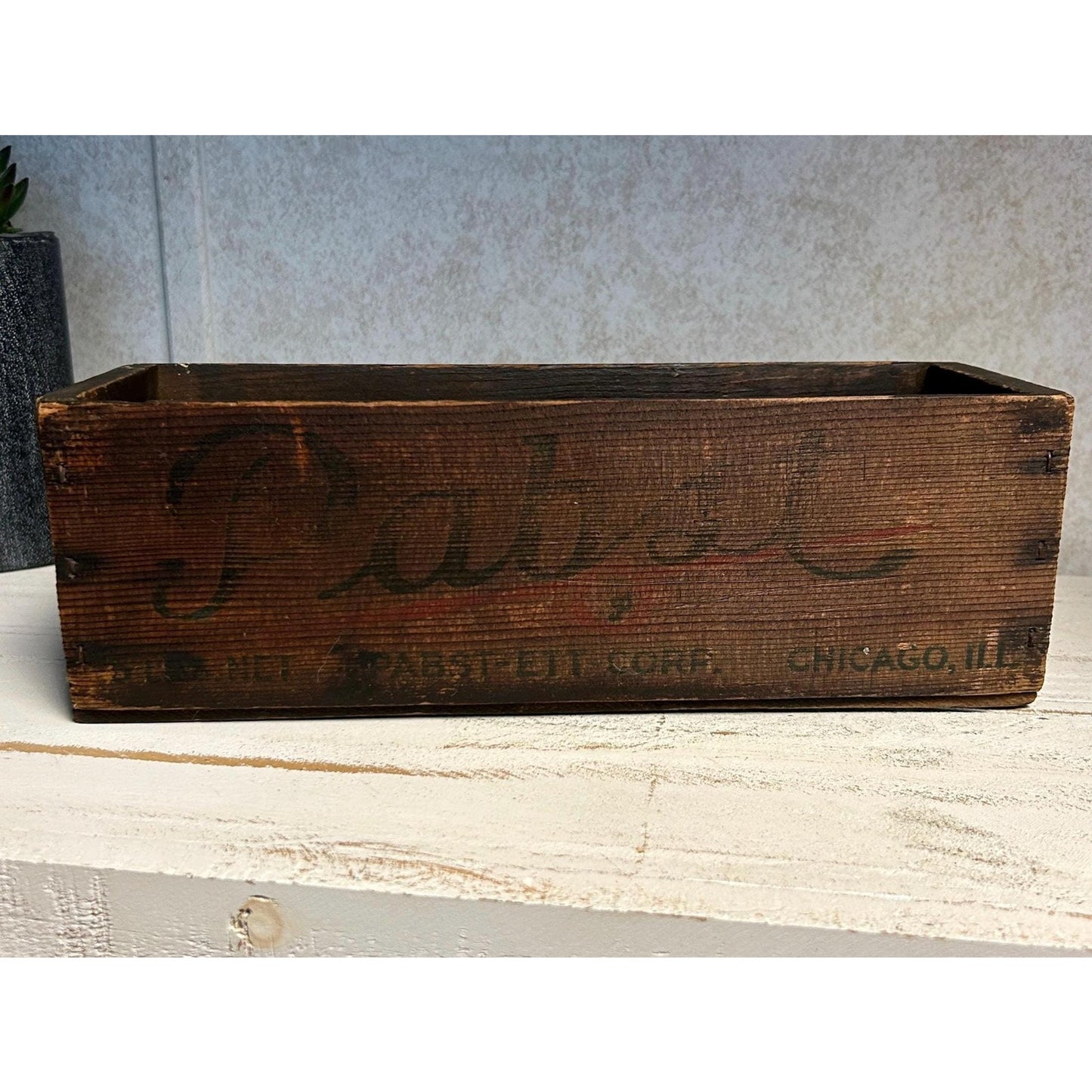Antique Pabst Cheese Crate Wood Advertising Box Chicago IL Blue Label Pabst Blue Ribbon Related Farmhouse Decor