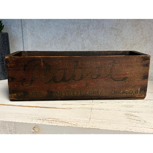 Antique Pabst Cheese Crate Wood Advertising Box Chicago IL Blue Label Pabst Blue Ribbon Related Farmhouse Decor