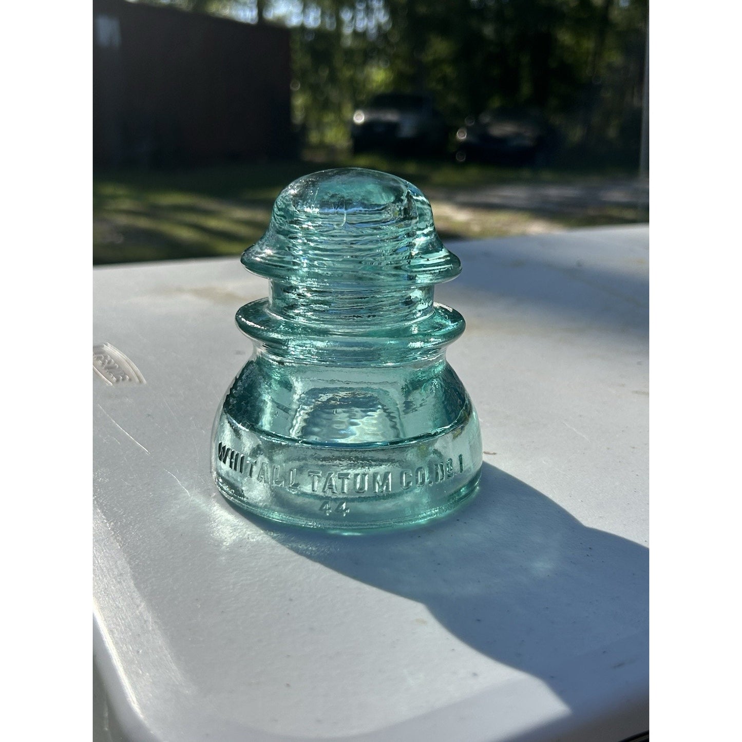 Whitall Tatum No 1 ice blue insulator dome crown top detail scarce color