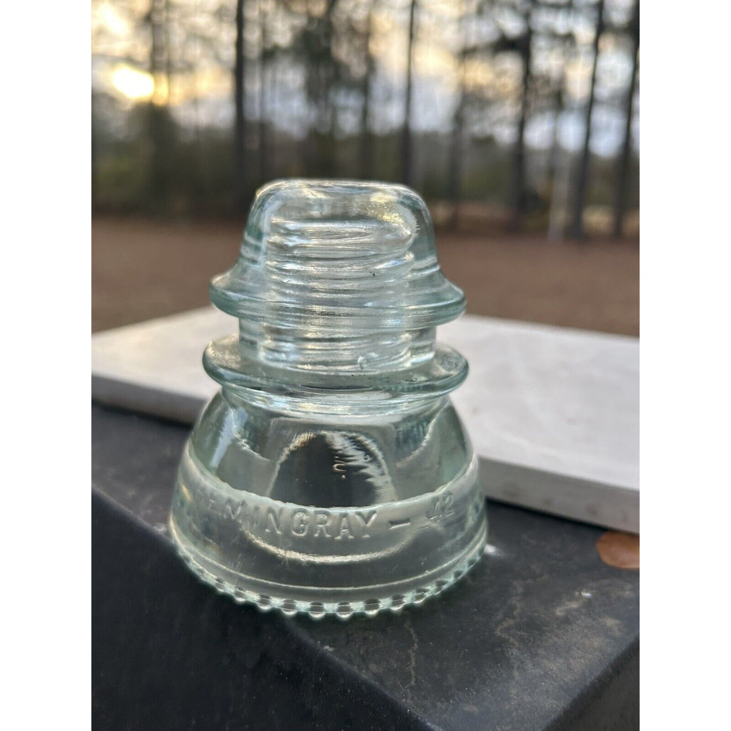 Hemingray 42 Mold 1 clear glass insulator natural light