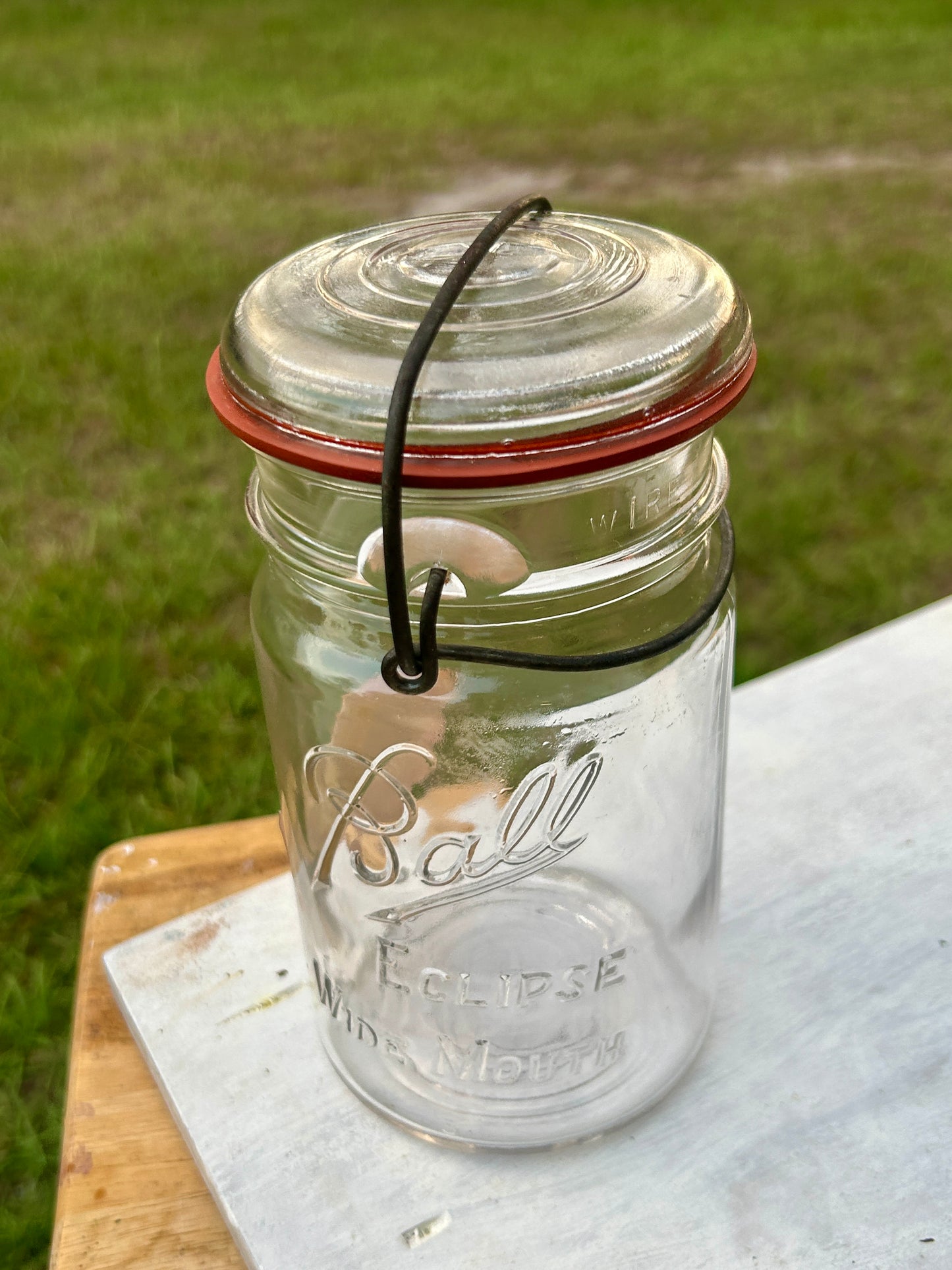 Scarce Complete Ball Eclipse Wide Mouth Jar With Glass Lid & Old Paper Label