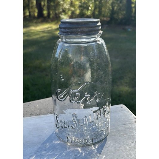 Rare Kerr Mason Jar — Sand Springs OK — 1915 Patent Date — Seed Bubble Glass — Near Mint