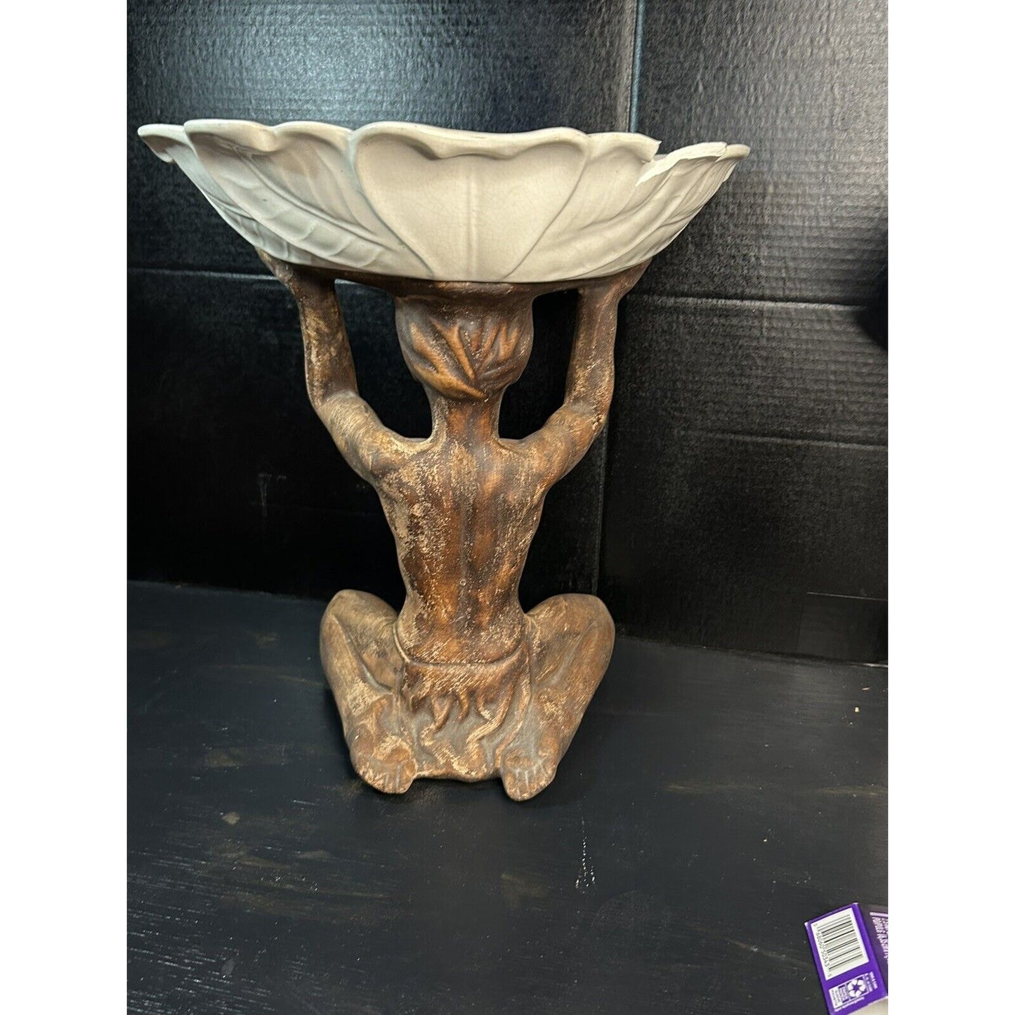 Lane Co 1958 ceramic compote kneeling figurine top view