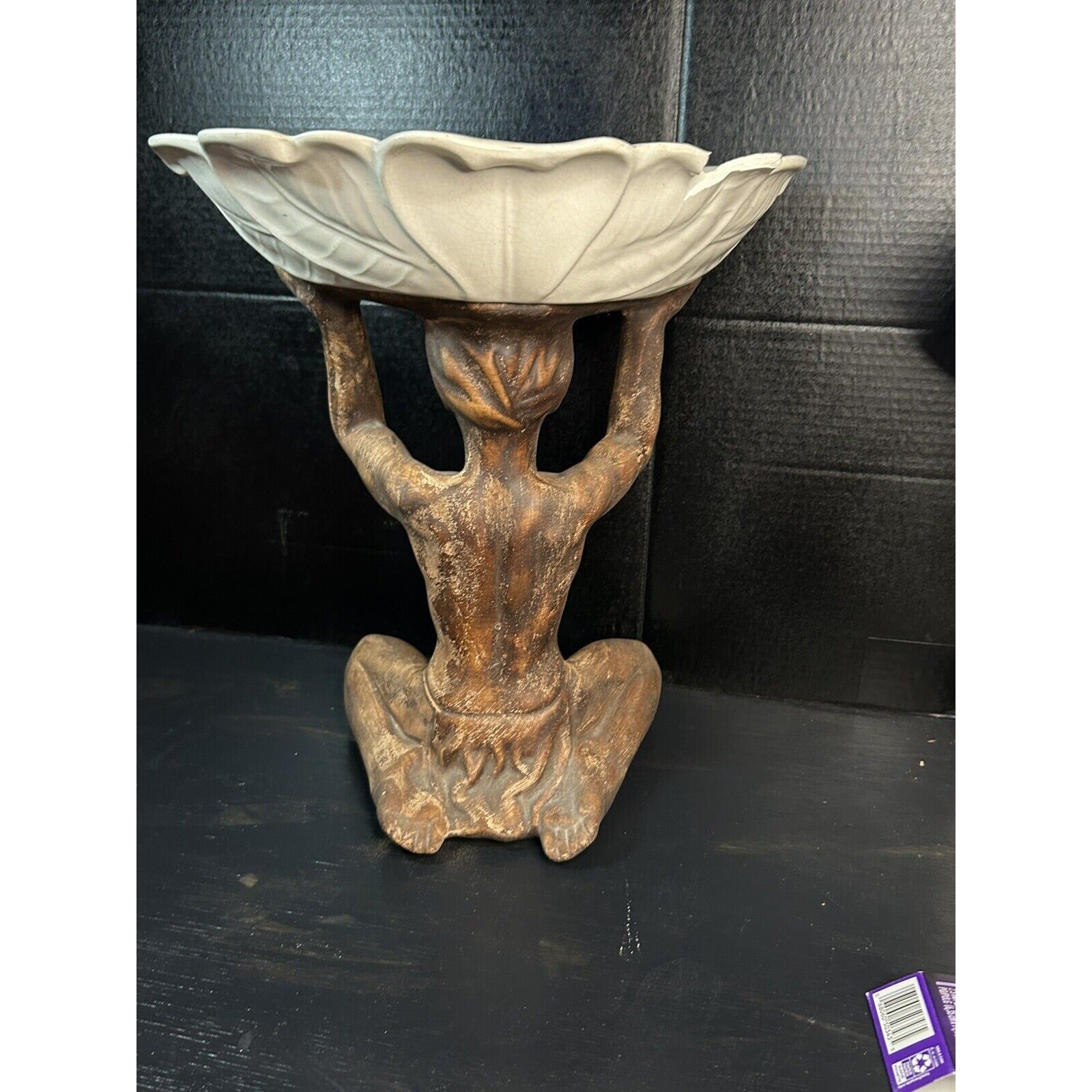 Lane Co 1958 ceramic compote kneeling figurine top view