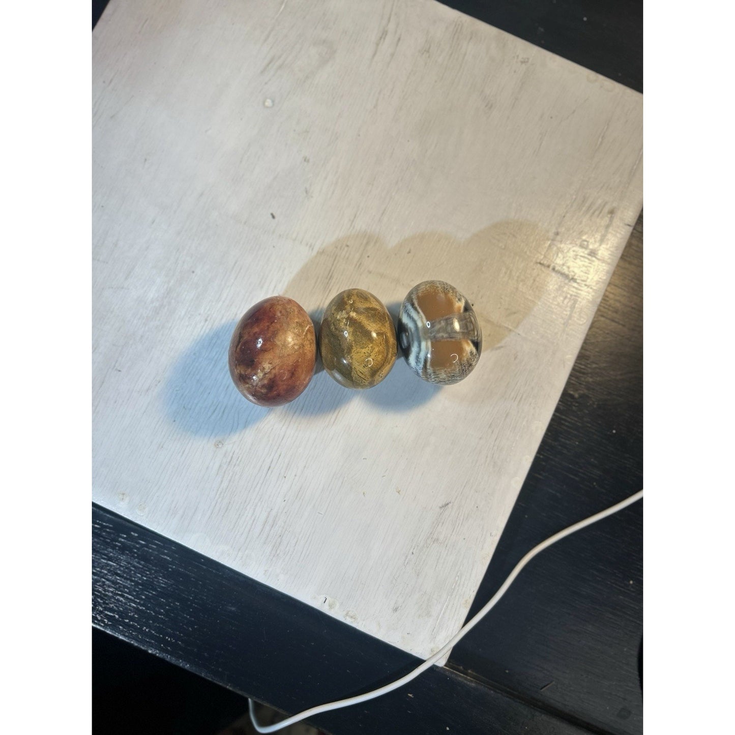 Set of 3 Polished Gemstone Eggs | Red Jasper, Yellow Jasper & Banded Agate | Healing Crystals, Mineral Decor, Collector Gift. STUNNING decor