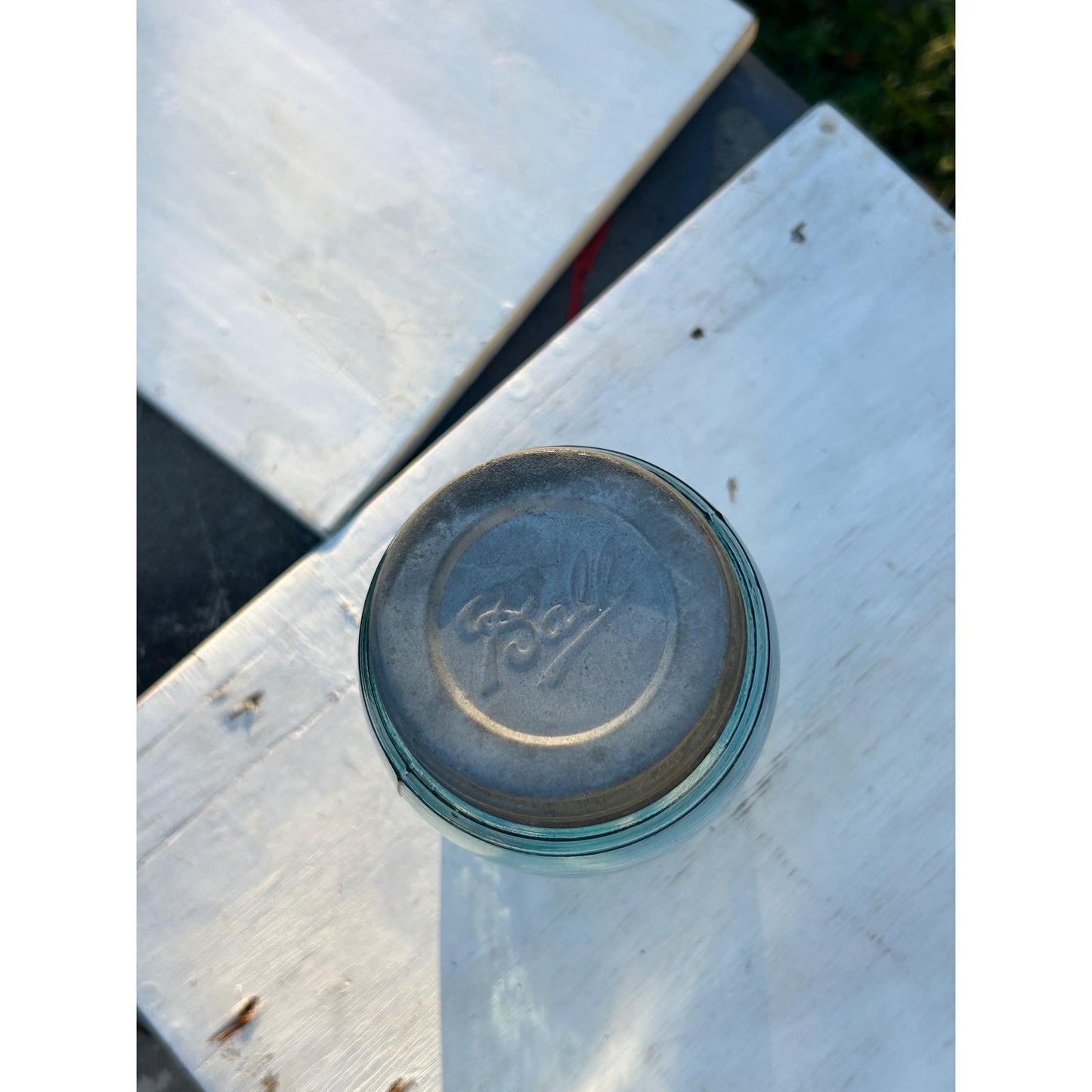 1900-1910 Ball Mason W "triple L Jar Quart Aqua Blue Glass W Lots Of Bubbles! | Mason_jar | Rare_jar | Blue_mason | Home_decor | Zinc
