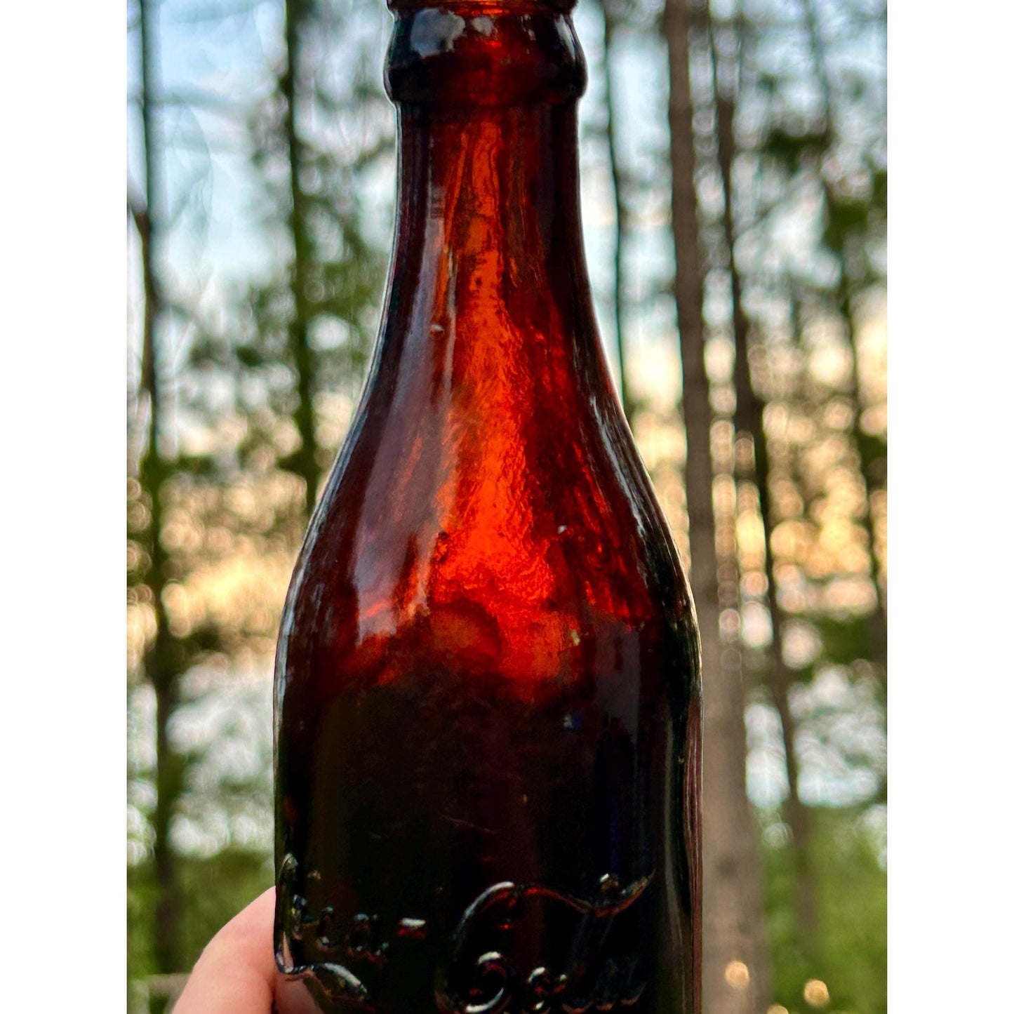 Antique 1910 Huntsville Alabama Coca-Cola Bottle, Cherry Amber Straight-Sided Coke, Double ROOT Error, Root 1069, Near Mint