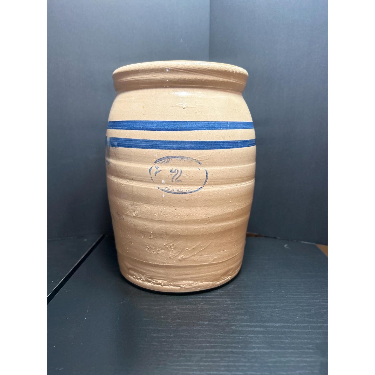 Antique Marshall Pottery 2 Gallon Butter Churn w/ Original Lid | Texas Stoneware Crock | Rustic Farmhouse Primitive Decor | 1930s–1950s