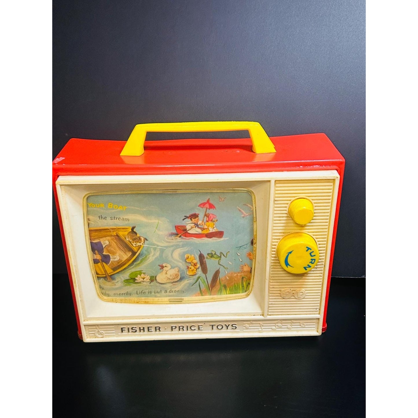 Vintage Fisher-Price Two Tune Music Box TV #114 – London Bridge & Row Row Row Your Boat – Working