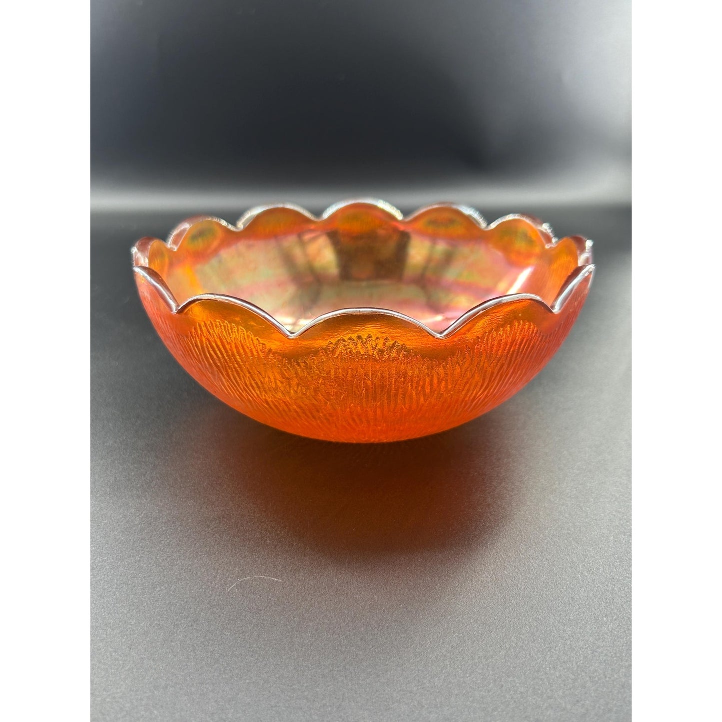 Vintage Antique Carnival Glass Bowl | Amber Marigold Iridescent Bowl | 1920s Pressed Glass