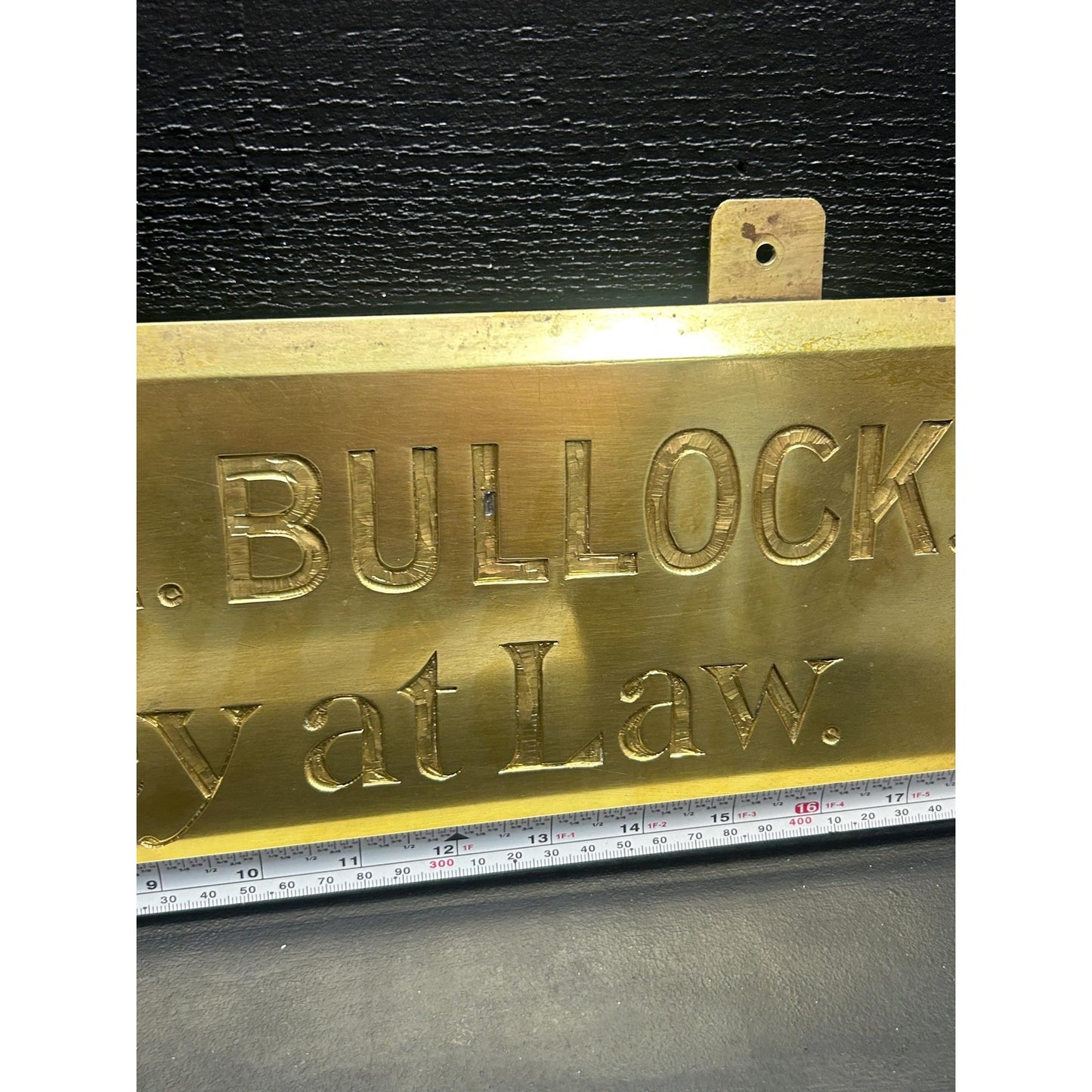 Restored Antique Brass Lawyer Sign – GEORGE A. BULLOCK Attorney at Law Plaque – Early 1900s Engraved Brass Law Office Sign. gorgeous shine!