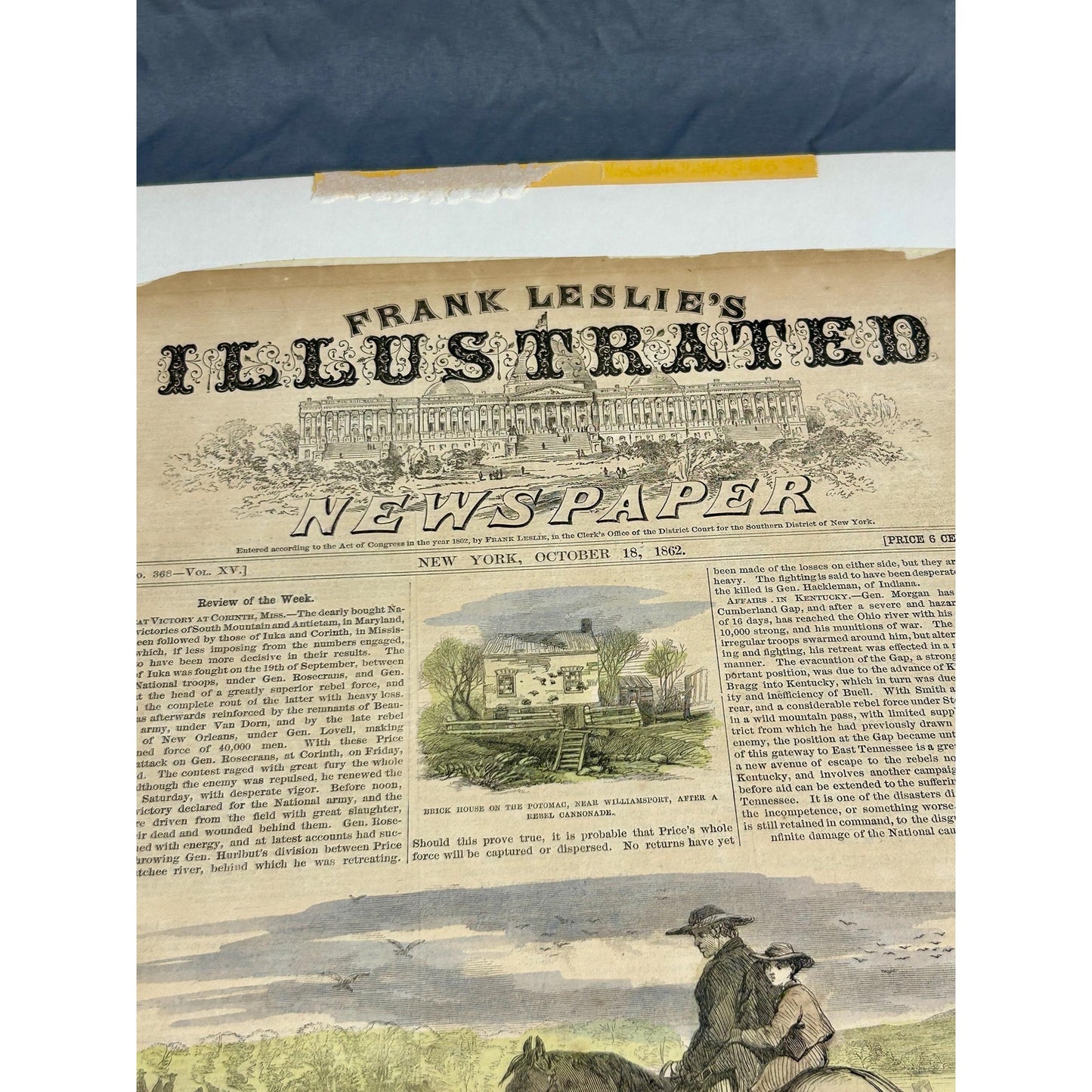 Antique Civil War 1862 Frank Leslie’s Newspaper Antietam Ironclad Original Covers Set of 3 Authentic Naval Battle Engraving Illustrated News